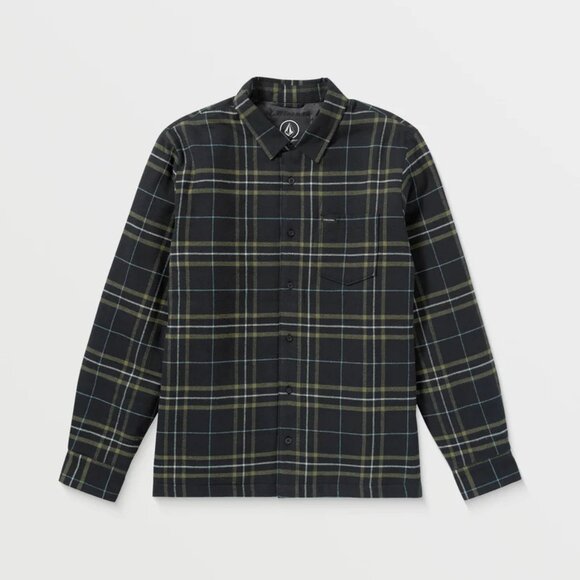 VOLCOM Men’s FLANNEL BLACK LINED LONG SLEEVE SHIRT SHACKET XXL 2XL NEW - Picture 5 of 5